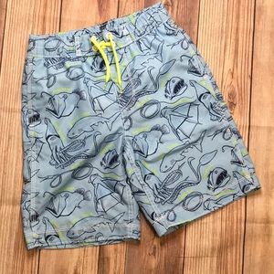 Gap Kids Swim Shorts in Blue and Highlighter Yellow with Deep Sea Creatures